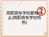 高职高专学校都有什么(高职高专学校特色)