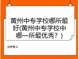 黄州中专学校哪所最好(黄州中专学校中哪一所最优秀？)