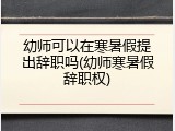 幼师可以在寒暑假提出辞职吗(幼师寒暑假辞职权)