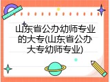 山东省公办幼师专业的大专(山东省公办大专幼师专业)