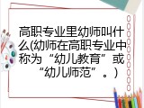 高职专业里幼师叫什么(幼师在高职专业中称为&ldquo;幼儿教育&rdquo;或&ldquo;幼儿师范&rdquo;。)