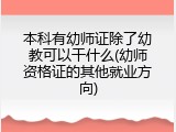 本科有幼师证除了幼教可以干什么(幼师资格证的其他就业方向)