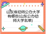 山东省幼师公办大学有哪些(山东公办幼师大学名单)