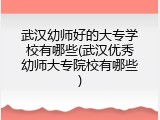 武汉幼师好的大专学校有哪些(武汉优秀幼师大专院校有哪些)