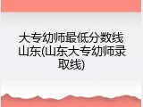大专幼师最低分数线山东(山东大专幼师录取线)