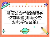 湖南公办单招幼师学校有哪些(湖南公办幼师学校名单)