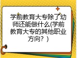 学前教育大专除了幼师还能做什么(学前教育大专的其他职业方向？)