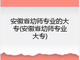 安徽省幼师专业的大专(安徽省幼师专业大专)