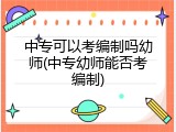 中专可以考编制吗幼师(中专幼师能否考编制)