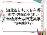 湖北省幼师大专有哪些学校师范类(湖北省幼师大专师范类学校有哪些?)