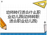 幼师转行适合什么职业幼儿园(幼师转职适合职业幼儿园)