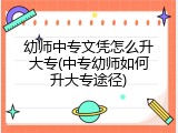 幼师中专文凭怎么升大专(中专幼师如何升大专途径)