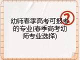 幼师春季高考可报考的专业(春季高考幼师专业选择)