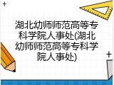 湖北幼师师范高等专科学院人事处(湖北幼师师范高等专科学院人事处)