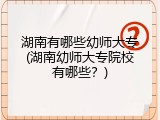 湖南有哪些幼师大专(湖南幼师大专院校有哪些？)