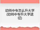 幼师中专怎么升大学(幼师中专升大学途径)