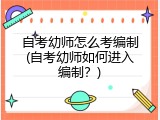 自考幼师怎么考编制(自考幼师如何进入编制？)