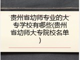 贵州省幼师专业的大专学校有哪些(贵州省幼师大专院校名单)