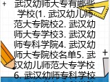武汉幼师大专有哪些学校(武汉幼师大专学校）