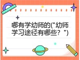 哪有学幼师的("幼师学习途径有哪些？")