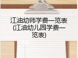 江油幼师学费一览表(江油幼儿园学费一览表)