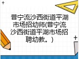 普宁流沙西街道平湖市场招幼师(普宁流沙西街道平湖市场招聘幼教。)
