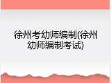 徐州考幼师编制(徐州幼师编制考试)
