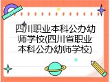 四川职业本科公办幼师学校(四川省职业本科公办幼师学校)