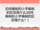 幼师编制和小学编制的区别是什么(幼师编制和小学编制的区别是什么？)