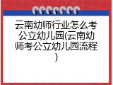 云南幼师行业怎么考公立幼儿园(云南幼师考公立幼儿园流程)