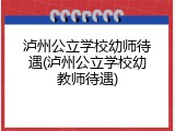 泸州公立学校幼师待遇(泸州公立学校幼教师待遇)