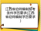 江西省幼师编制报考条件学历要求(江西省幼师编制学历要求)