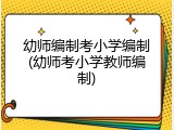 幼师编制考小学编制(幼师考小学教师编制)