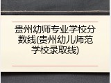 贵州幼师专业学校分数线(贵州幼儿师范学校录取线)