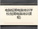 电脑短期电脑培训学校(短期电脑培训课程)