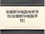 安徽新华电脑专修学校(安徽新华电脑学校)