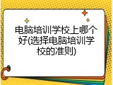 电脑培训学校上哪个好(选择电脑培训学校的准则)