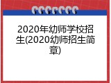 2020年幼师学校招生(2020幼师招生简章)