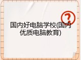 国内好电脑学校(国内优质电脑教育)
