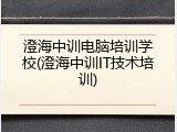 澄海中训电脑培训学校(澄海中训IT技术培训)