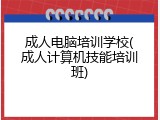 成人电脑培训学校(成人计算机技能培训班)