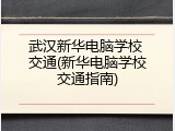 武汉新华电脑学校 交通(新华电脑学校交通指南)