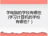 学电脑的学校有哪些(学习计算机的学校有哪些？)