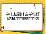 学电脑到什么学校好(选择学电脑的学校)
