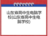 山东省高中生电脑学校(山东省高中生电脑学校)