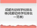 成都市幼师学校排名榜(成都幼师学校排名一览表)