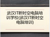 武汉IT新时空电脑培训学校(武汉IT新时空电脑培训)