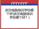 武汉电脑培训学校哪个好(武汉电脑培训学校哪个好？)