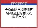 大众电脑学校精通五笔(精通五笔的大众电脑学校)