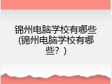 锦州电脑学校有哪些(锦州电脑学校有哪些？)